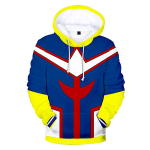 My Hero Academia Hoodies - Cosplay Boku No Hero All Might Super Cool Blue Hoodie