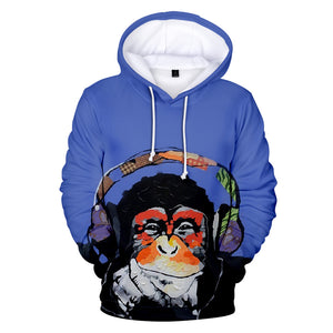Unisex Fashionable 3 Colors 3D Print Cartoon Orangutan Pullover Hoodies