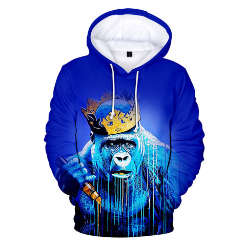 Image of Unisex Fashionable 3 Colors 3D Print Cartoon Orangutan Pullover Hoodies