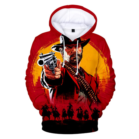 Image of Red Dead Redemption 2 Hoodies - Red Dead Redemption 2 Game Arthur Morgan Super Cool Red 3D Hoodie