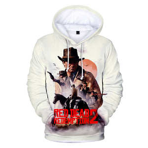 Red Dead Redemption 2 Hoodies - Red Dead Redemption 2 Game Icon White 3D Hoodie