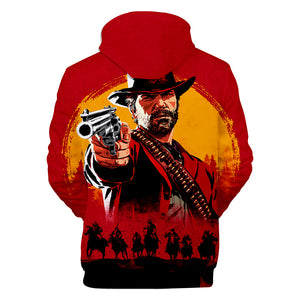 Red Dead Redemption 2 Hoodies - Red Dead Redemption 2 Game Arthur Morgan Super Cool Red 3D Hoodie