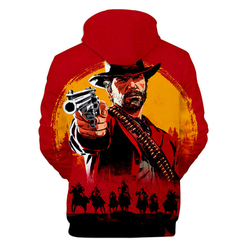 Image of Red Dead Redemption 2 Hoodies - Red Dead Redemption 2 Game Arthur Morgan Super Cool Red 3D Hoodie