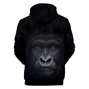 Unisex Fashionable Black 3D Print Orangutan Pullover Hoodies