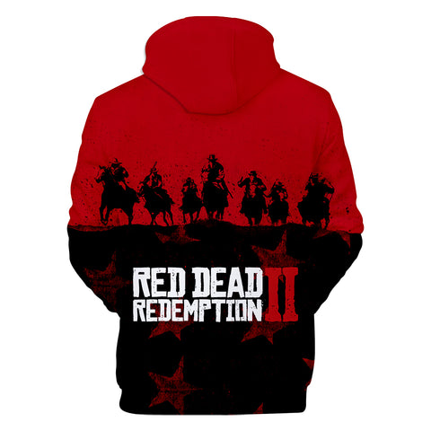 Image of Red Dead Redemption 2 Hoodies - Red Dead Redemption 2 Game Icon Super Cool Red 3D Hoodie