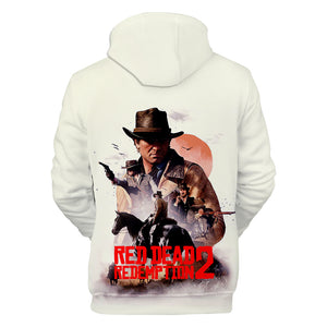 Red Dead Redemption 2 Hoodies - Red Dead Redemption 2 Game Icon White 3D Hoodie