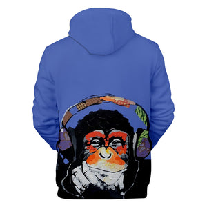 Unisex Fashionable 3 Colors 3D Print Cartoon Orangutan Pullover Hoodies