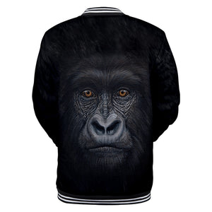 Unisex Fashionable Black 3D Print Orangutan Baseball Uniform