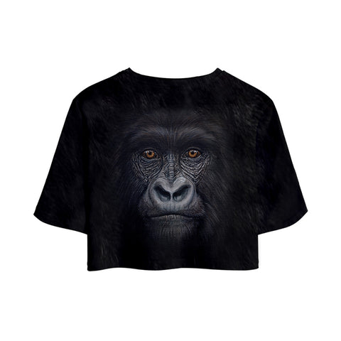 Image of Women's Fashionable Black 3D Print Orangutan Short T-shirt and Shorts Two-piece Set