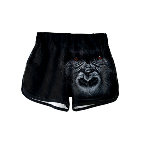 Image of Women's Fashionable Black 3D Print Orangutan Short T-shirt and Shorts Two-piece Set