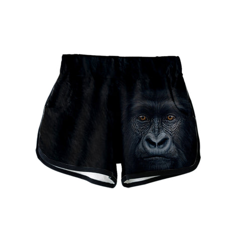 Image of Women's Fashionable Black 3D Print Orangutan Short T-shirt and Shorts Two-piece Set