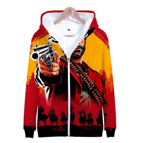 Image of Red Dead Redemption 2 Hoodies - Red Dead Redemption 2 Game Arthur Morgan Super Cool Red 3D Hoodie