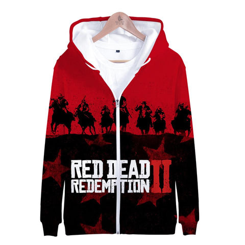 Image of Red Dead Redemption 2 Hoodies - Red Dead Redemption 2 Game Icon Super Cool Red 3D Hoodie