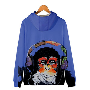Unisex Fashionable 3 Colors 3D Print Cartoon Orangutan Zip Up Jacket