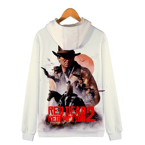 Image of Red Dead Redemption 2 Hoodies - Red Dead Redemption 2 Game Icon White 3D Hoodie