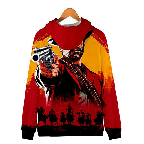 Image of Red Dead Redemption 2 Hoodies - Red Dead Redemption 2 Game Arthur Morgan Super Cool Red 3D Hoodie