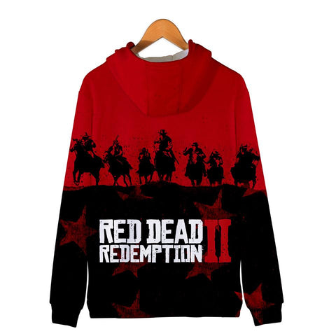 Image of Red Dead Redemption 2 Hoodies - Red Dead Redemption 2 Game Icon Super Cool Red 3D Hoodie