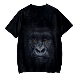 Children's Fashionable Black 3D Print Orangutan T-shirt