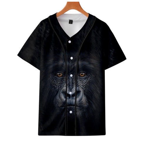 Image of Men‘s Fashionable Black 3D Print Orangutan Baseball Shirt