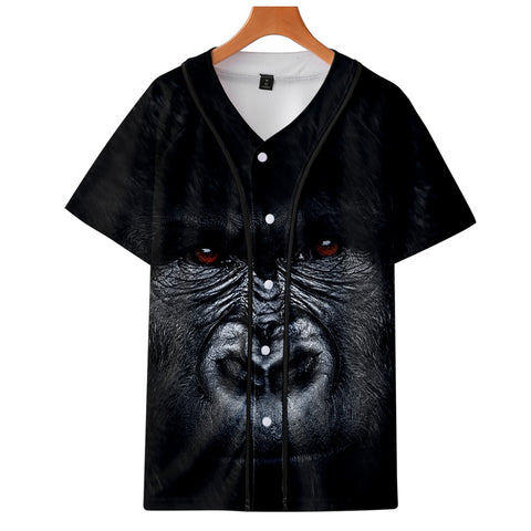 Image of Men‘s Fashionable Black 3D Print Orangutan Baseball Shirt