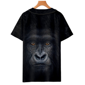 Men‘s Fashionable Black 3D Print Orangutan Baseball Shirt