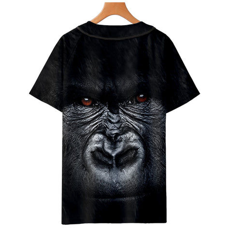 Image of Men‘s Fashionable Black 3D Print Orangutan Baseball Shirt