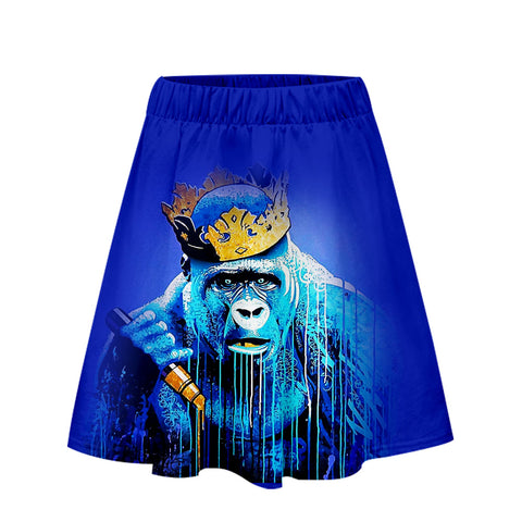 Image of Women's Fashionable 3 Colors 3D Print Cartoon Orangutan Short Skirt