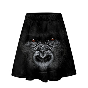 Women's Fashionable Black 3D Print Orangutan Short Skirt
