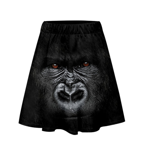 Image of Women's Fashionable Black 3D Print Orangutan Short Skirt