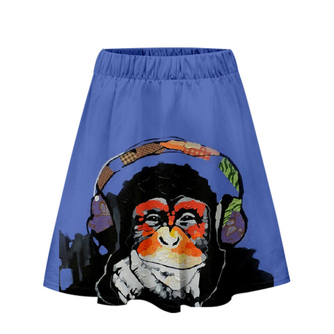 Image of Women's Fashionable 3 Colors 3D Print Cartoon Orangutan Short Skirt