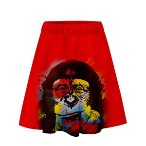 Women's Fashionable 3 Colors 3D Print Cartoon Orangutan Short Skirt