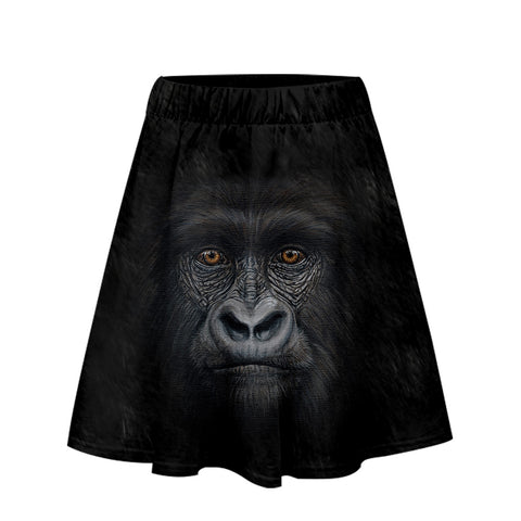 Image of Women's Fashionable Black 3D Print Orangutan Short Skirt
