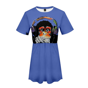 Women's Fashionable 3 Colors 3D Print Cartoon Orangutan Dress