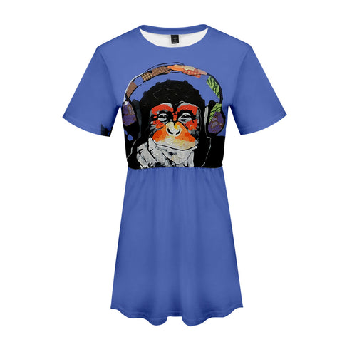 Image of Women's Fashionable 3 Colors 3D Print Cartoon Orangutan Dress
