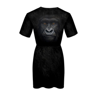 Women's Fashionable Black 3D Print Orangutan Dress