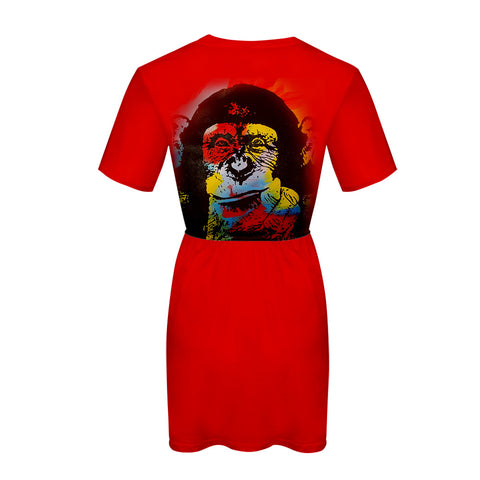 Image of Women's Fashionable 3 Colors 3D Print Cartoon Orangutan Dress