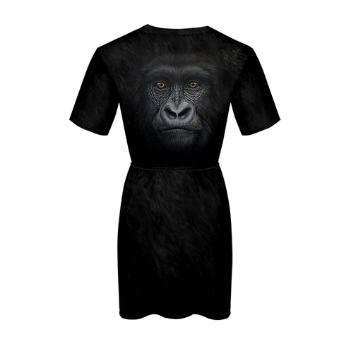 Image of Women's Fashionable Black 3D Print Orangutan Dress