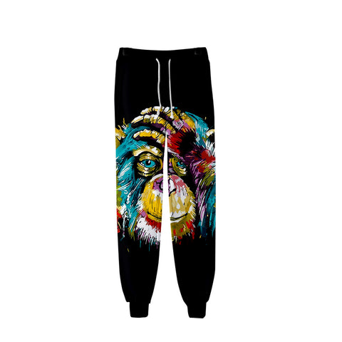 Image of Unisex Fashionable Black 3D Print Cartoon Orangutan Pants