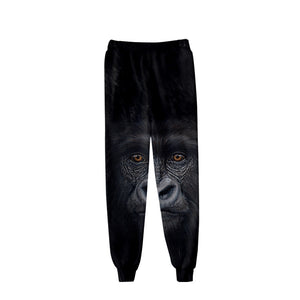 Unisex Fashionable Black 3D Print Orangutan Pants