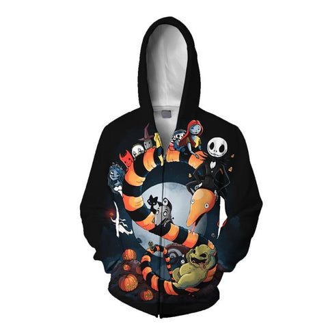 Image of Nightmare Before Christmas Jack And Sally Hoodies - Nightmare Before Christmas Hoodies - Black Jack&Sally 3D Ugly Christmas Hoodie