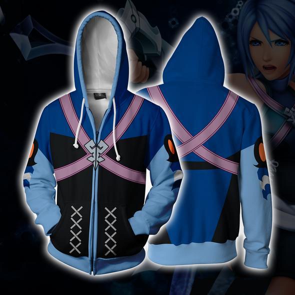 Kingdom Hearts Aqua Hoodies - Zip Up Blue Hoodie
