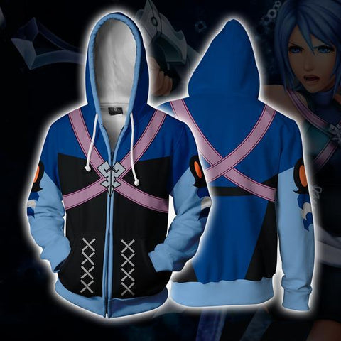 Image of Kingdom Hearts Aqua Hoodies - Zip Up Blue Hoodie