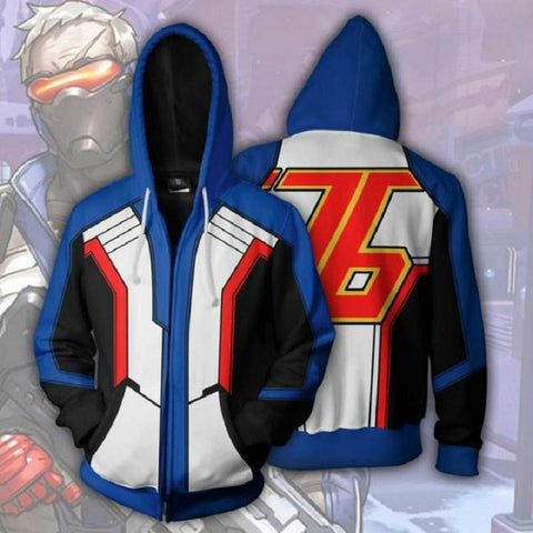 Image of Overwatch Hoodie - Soldier 76 Zip Up Hoodie