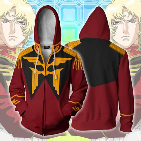 Image of Gundam Char Aznable Hoodies - Zip Up Red Mobile Suit Hoodie