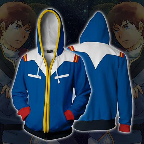 Image of Gundam Earth Federation Hoodies - Zip Up Mobile Suit Uniform Hoodie