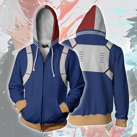 Image of My Hero Academia Hoodies - Cosplay Shoto Todoroki Boku No Hero Academia Zip Up Hoodie