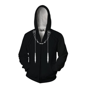 Kingdom Hearts Organization XIII Hoodies - Zip Up Black Coat Hoodie