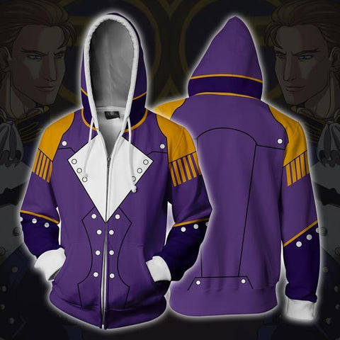 Image of Gundam Treize Khushrenada Hoodies - Zip Up Mobile Suit Purple Hoodie