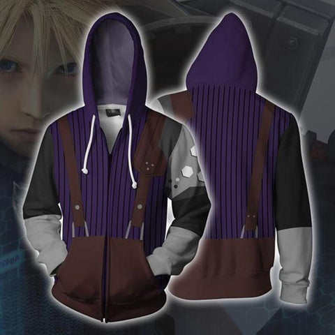 Image of Final Fantasy VII Cloud Strife Hoodies - Zip Up Cloud Strife Hoodie