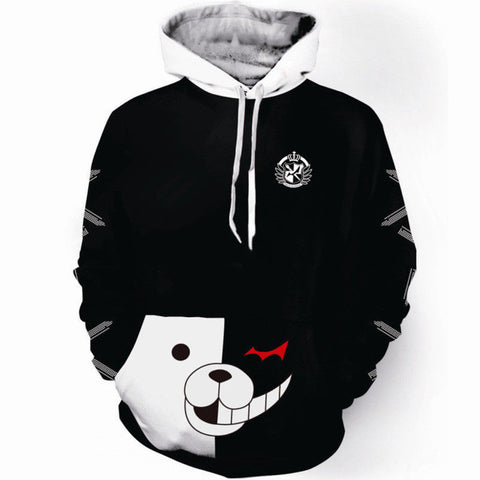 Image of Danganronpa Monokuma Hoodies - Zip Up Black Hoodie